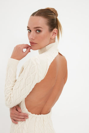knitwear backless dress